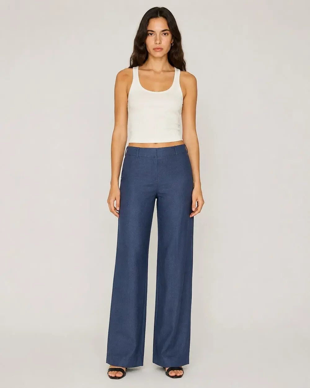 NWT Reformation Gisele Low Rise Linen Pants Muted Navy Size 2